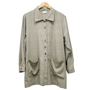 Vermont Country Store Beige Lagenlook Tunic Smock Tan Brown Plaid Size Medium